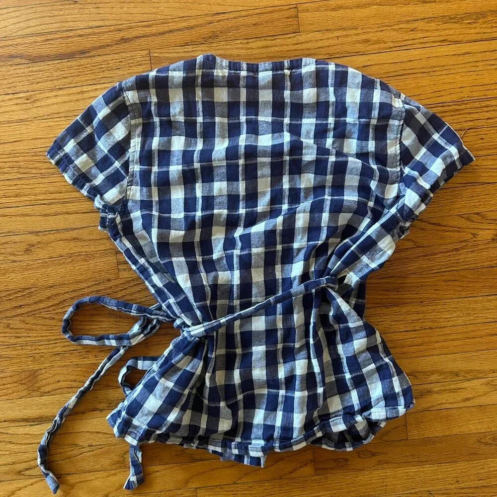 Bridge and Burn Gingham Wrap Blouse Size Small - Picture 2 of 3
